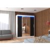 Posuvná skříň se zrcadlem a LED osvětlením DALLAS - Bílá / Černá - šířka 180cm