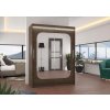 Posuvná skříň se zrcadlem a LED osvětlením CLEVER - Choco - šířka 150cm