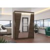 Posuvná skříň se zrcadlem a LED osvětlením BOLTON - Choco - šířka 150cm