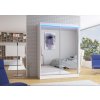 Posuvná skříň se zrcadlem a LED osvětlením FLOREST - Bílá - šířka 150cm