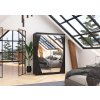 Posuvná skříň se zrcadlem a LED osvětlením ALEN - Černá - šířka 150cm
