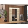 Posuvná skříň se zrcadlem a LED osvětlením INESS - Sonoma - šířka 150cm