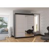 Posuvná skříň se zrcadlem CARO - Černá / Bílá - šířka 180cm