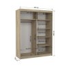 Posuvná skříň se zrcadlem MODESTO - Bílá - šířka 150cm