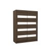 Posuvná skříň KAREN - Choco / Bílý lesk příčný lacobel - šířka 150cm