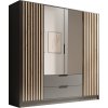 Šatní skříň s lamely a zrcadlem NERI - Grafit - 200 cm