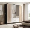 Šatní skříň s lamely a zrcadlem NERI - Černá / Bílá - 200 cm