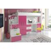 Patrová postel RÁJ 4S - Bílá/Růžový lesk - komplet