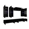 Obývací stěna CALABRINI VI - černá / černá lesk