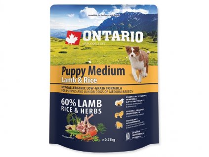 3063 3405 ontario puppy medium lamb rice 0 75 kg