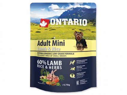3069 3411 ontario adult mini lamb rice 0 75 kg