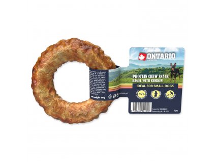 ONTARIO Protein žvýkací pamlsek bagel s kuřecím 8,9 cm