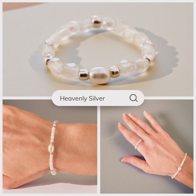 Heavenly Silver 🩶 Nadpozemsky krásné šperky. Jako byste se dotýkali samotného nebe. Postříbřené. S pravou perlou. Čekají...