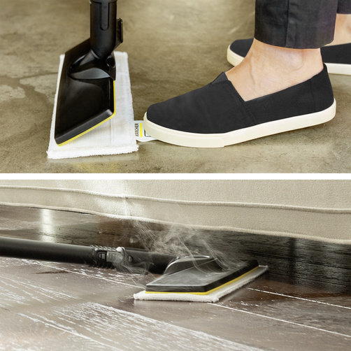 Parný čistič Parný čistič SC 4 Deluxe EasyFix Premium: Súprava na čistenie podlahy EasyFix s flexibilným kĺbom na podlahovej hubici a pohodlným suchým zipsom na upevnenie utierky na podlahu
