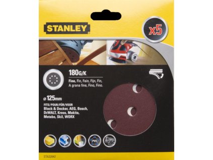 Papier brúsny pre excentrickú brúsku suchý.zips 125mm P180 5ks FATMAX STA32042