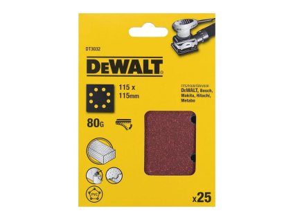 Papier brúsny 115x115mm P80 dierovaný suchý zips 25ks D26441/DWE6411 DEWALT DT3032