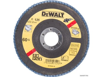 Kotúč brúsny lamelovací na kov 125x22,4mm P60 Typ27 plochý DEWALT DT3309