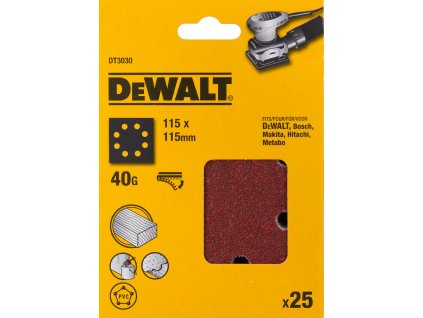 Papier brúsny 115x115mm P40 dierovaný suchý zips 25ks D26441/DWE6411 DEWALT DT3030