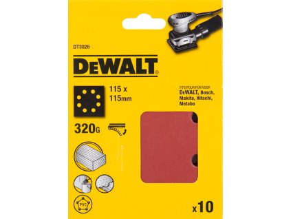 Papier brúsny 115x115mm P320 dierovaný suchý zips 10ks D26441/DWE6411 DEWALT DT3026