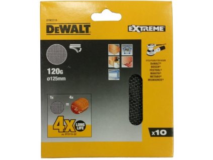 Sieťovina brúsna o125mm P120 suchý zips 10ks DWE6423/DCW210/D26453 DEWALT DTM3115