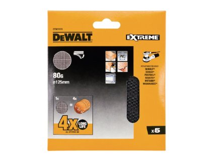 Sieťovina brúsna o125mm P80 suchý zips 5ks DWE6423/DCW210/D26453 DEWALT DTM3103