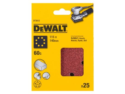 Papier brúsny 140x115mm P60 dierovaný suchý zips 25ks DWE6411/DCW200 DEWALT DT3012