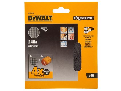 Sieťovina brúsna o125mm P240 suchý zips 5ks DWE6423/DCW210/D26453 DEWALT DTM3107