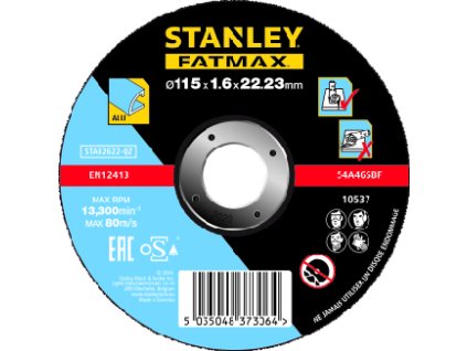 Kotúč rezný na hliník, pr.115×1,6×22mm plochý FATMAX STA32622