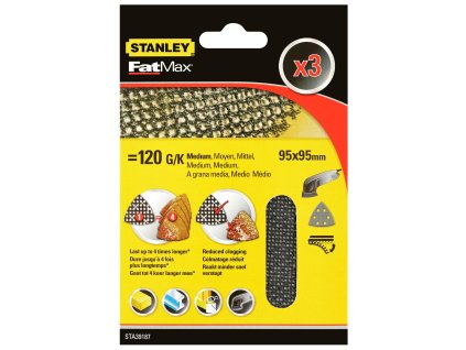 Mriežka brúsna,delta P120, suchý zips, 3ks FATMAX