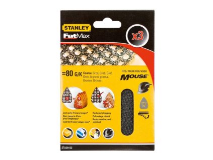 Mriežka brúsna Mouse (žehličkový tvar) P80, suchý zips, 3ks FATMAX STA39122