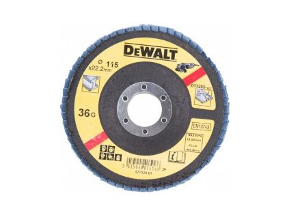 Kotúč brúsny lamelovací na kov 115x22,4mm 36G Typ27 plochý DEWALT DT3292