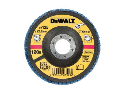 Kotúč brúsny lamelovací na kov 125x22,2mm 120G Typ29 vypuklý DEWALT DT3268