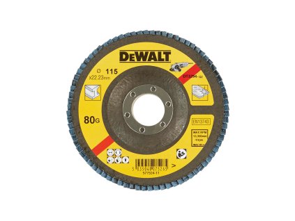 Kotúč brúsny lamelovací na kov 115x22,4mm 80G Typ27 plochý DEWALT DT3294