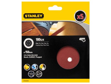 Papier brúsny na excen. brúsku, dierovaný, pr.150mm, P180, 5ks, suchý zips FATMAX STA32352