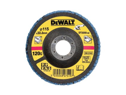 Kotúč brúsny lamelovací na kov 115x22,2mm 120G Typ29 vypuklý DEWALT DT3258