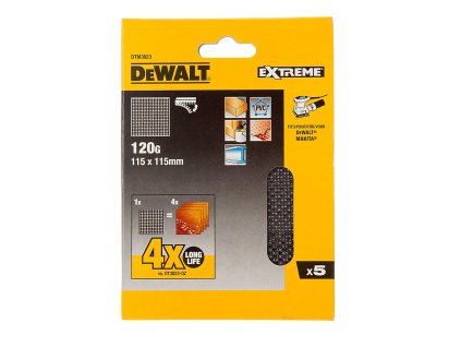 Sieťovina brúsna 115x115mm P120 suchý zips 5ks DWE6411/DCW200/D26441 DEWALT DTM3023