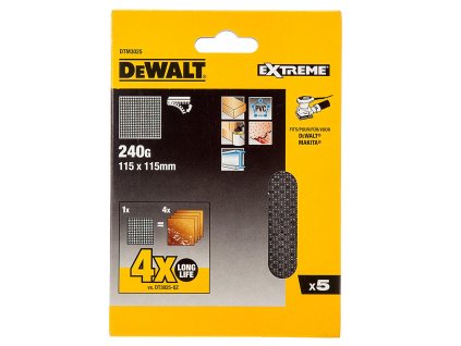 Sieťovina brúsna 115x115mm P240 suchý zips 5ks DWE6411/DCW200/D26441 DEWALT DTM3025