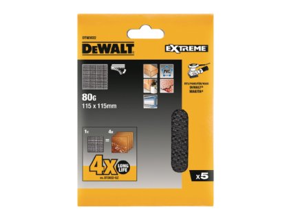 Sieťovina brúsna 115x115mm P80 suchý zips 5ks DWE6411/DCW200/D26441 DEWALT DTM3022