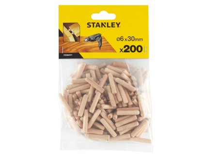 Kolík drevený spojov. vrubkovaný, pr.6mm, dl. 30mm, 200ks FATMAX STA66431