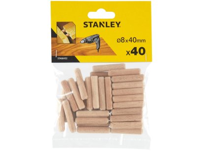 Kolík drevený spojov. vrubkovaný, pr.8mm, dl 40mm, 40ks FATMAX