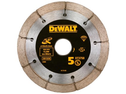 Kotúč rezný diamantový 125x22mm dvojitý segment 10x6,3mm pre frézy DWE46101/D46105 DEWALT DT3758