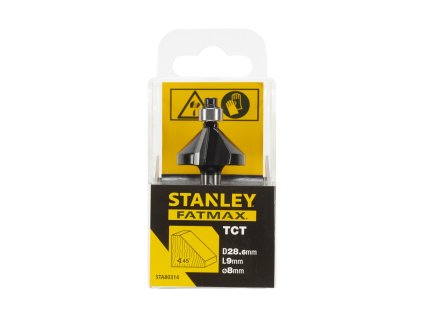 Fréza do dreva obrys. uhl. TCT/HM pr.28,6x9mm, sklon 45°, stopka pr.8mm, s vodiac. ložiskom FATMAX STA80314