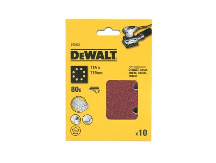 Papier brúsny 115x115mm P80 dierovaný suchý zips 10ks D26441/DWE6411 DEWALT DT3022