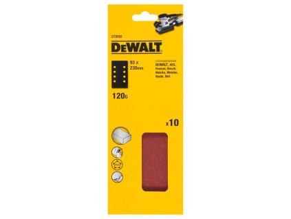 Papier brúsny 93x230mm P120 8 dier 10ks D26422 DEWALT DT8592