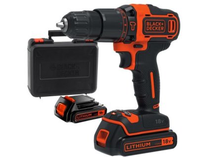 Vŕtačka príklepová 18V 2x1,5Ah +kufrík Black and Decker BDCHD18KB