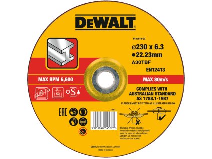 Kotúč brúsny na kov vypuklý 230x6mm Typ27 (10ks/bal) DEWALT DT43919