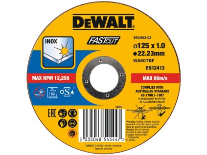 Kotúč rezný na nerez 125x1,0mm Typ1 (25ks/bal.) DEWALT DT43902