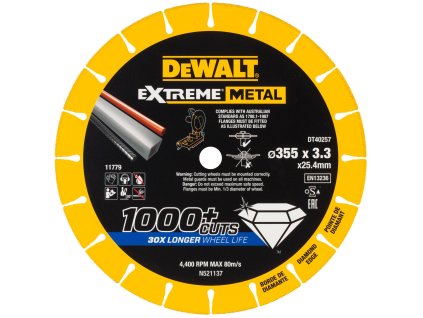 Kotúč rezný diamantový na kov 355x3,3mm EXTREME DEWALT DT40257