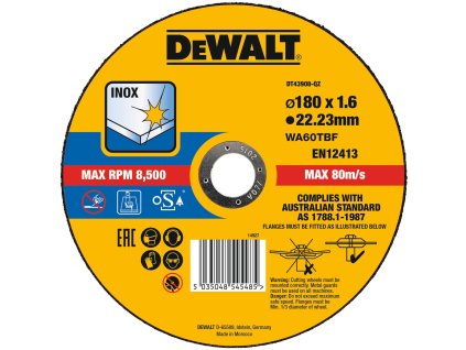Kotúč rezný na nerez 180x1,6mm Typ1 (25ks/bal.) DEWALT DT43908