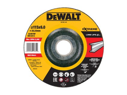 Kotúč brúsny na kov vypuklý 115x6mm (10ks/bal) DEWALT DX7921